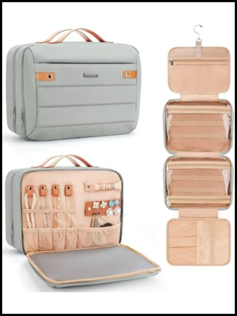 Waterproof Hanging Toiletry Bag with Jewelry Storage, Large Capacity Travel